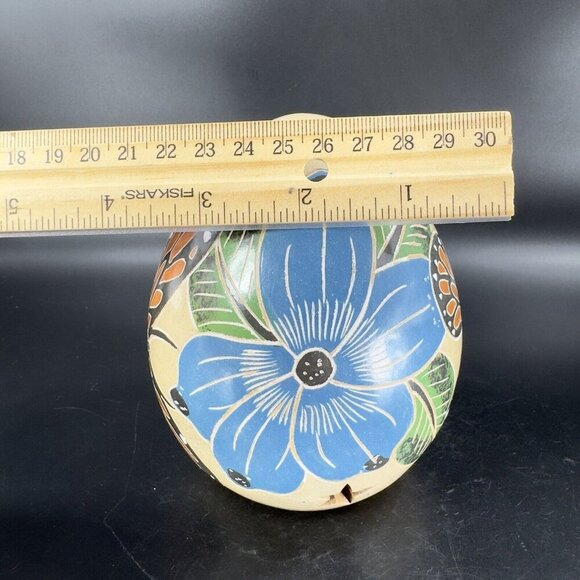 Hand Crafted Pottery Luminary Tea Light Holder Norman Calero Flower Butterfly - Picture 6 of 16